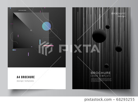 Vector layout of A4 format cover mockups design templates for brochure, flyer layout, booklet, cover design, book design, brochure cover. Tech science future background, space astronomy concept. Vector layout of A4 format cover mockups design templates for brochure, flyer layout, booklet, cover design, book design, brochure cover. Tech science future background, space astronomy concept. 68293255