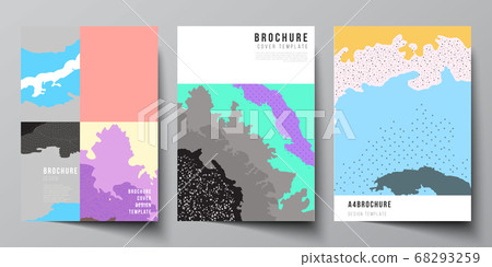 Vector layout of A4 cover mockups design templates for brochure, flyer layout, cover design, book design, brochure cover. Japanese pattern template. Landscape background decoration in Asian style. 68293259