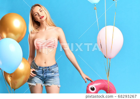sexy glamour woman wants to swim in the sea 68293267