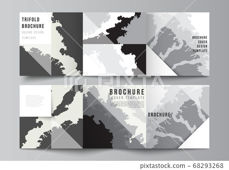 Vector layout of square covers design templates for trifold brochure, flyer, magazine, cover design, book design, brochure cover. Landscape background decoration, halftone pattern grunge texture. 68293268