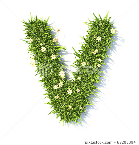 Grass font Letter V 3D Grass font Letter V 3D 68293394