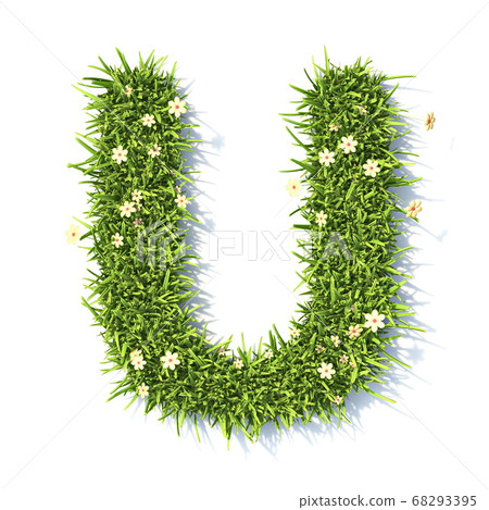 Grass font Letter U 3D Grass font Letter U 3D 68293395