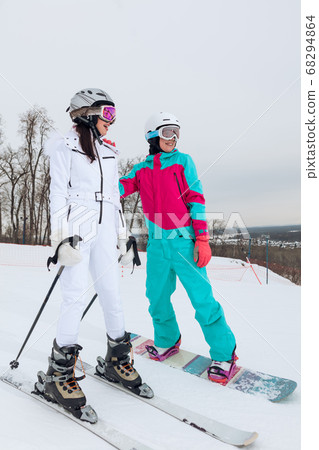 cheerful young women lead healthy lifestyle. 68294864