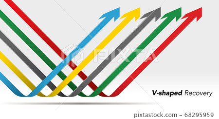 五個三維絲帶箭頭上升 五個三維絲帶箭頭上升 68295959