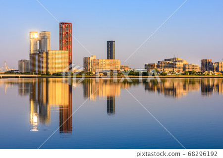 三島水域（喀什海岸海濱長島市）的早晨風景[福岡市東區] 68296192