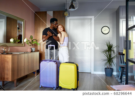 cute couple enter new apartment cute couple enter new apartment 68296644