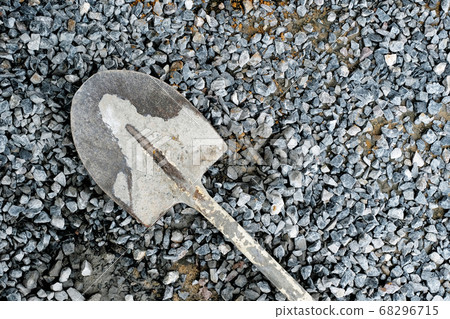Shovel in the rock background,detail and close-up. 68296715