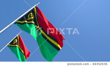 3D rendering of the national flag of Vanuatu waving in the wind 3D rendering of the national flag of Vanuatu waving in the wind 68302636