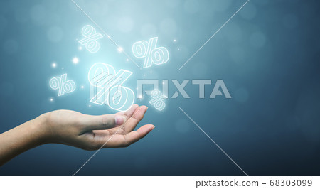 Hand showing icon percent 3d sign symbol Hand showing icon percent 3d sign symbol 68303099