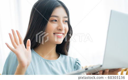 woman working and studying at home woman working and studying at home 68303136