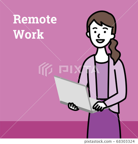 電腦女人1_線描 68303324