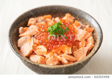 A salmon roe on rice bowl A salmon roe on rice bowl 68303499