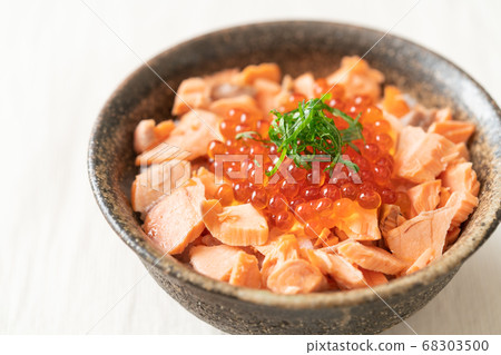 A salmon roe on rice bowl A salmon roe on rice bowl 68303500