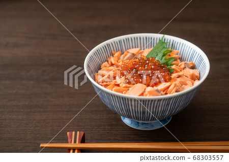 A salmon roe on rice bowl A salmon roe on rice bowl 68303557