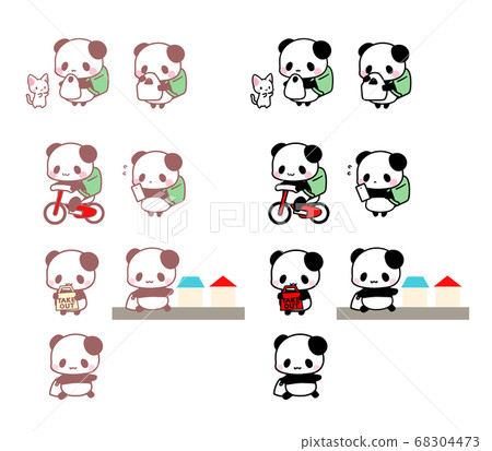 Food delivery service, home delivery, take-out panda set 68304473