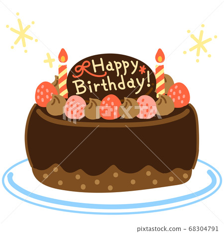 Strawberry birthday chocolate cake - Stock Illustration [68304791] - PIXTA
