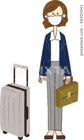 Business woman wearing a mask and going on a business trip 68305041
