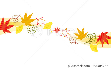 秋葉的波背景材料，如紅葉和銀杏 68305266
