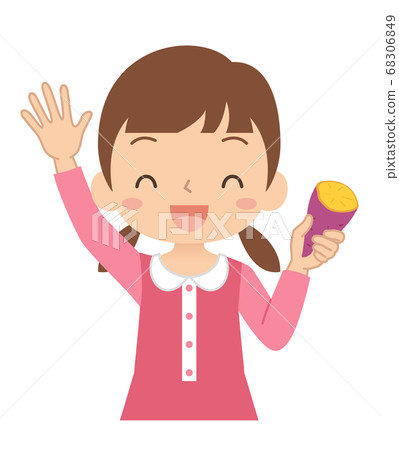 Illustration of a girl with sweet potatoes that has delicious vegetables 68306849