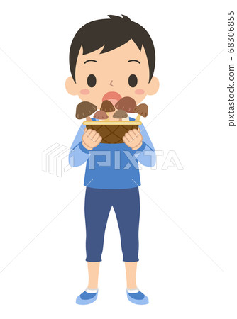 Boy child mushroom illustration with delicious vegetables 68306855