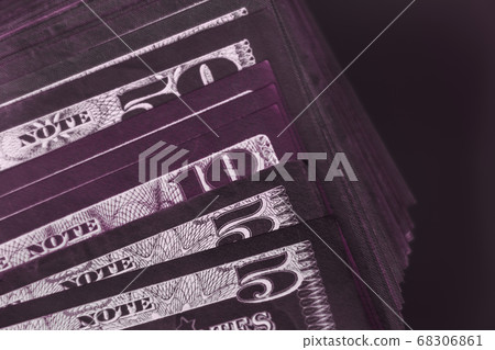 Close up American, US Dollars Cash Money in neon Close up American, US Dollars Cash Money in neon 68306861