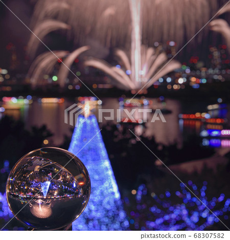 Odaiba rainbow fireworks and crystal ball Odaiba rainbow fireworks and crystal ball 68307582
