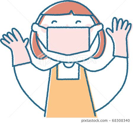 Let's protect with a mask and gloves Let's protect with a mask and gloves 68308340