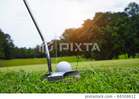 Golf ball and golf club in beautiful golf course Golf ball and golf club in beautiful golf course 68308612