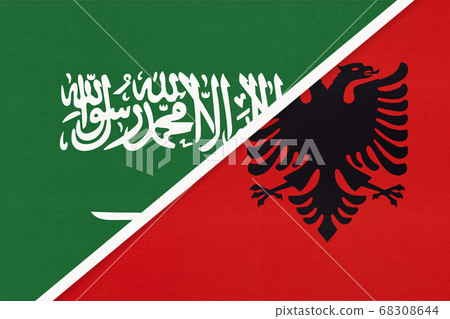 Saudi Arabia and Albania, symbol of national flags 68308644