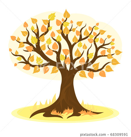 Autumn tree with yellow leaves 68309591
