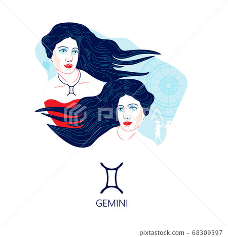Zodiac sign Gemini. The symbol of the astrological horoscope. 68309597