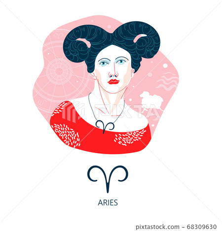 Aries zodiac sign. The symbol of the astrological horoscope. 68309630