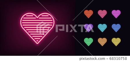 Neon heart icon. Glowing neon heart sign with Neon heart icon. Glowing neon heart sign with 68310758