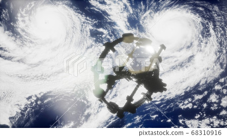 A view of the Earth and a spaceship. ISS is 68310916