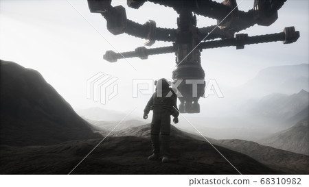 astronaut on another planet with dust and fog astronaut on another planet with dust and fog 68310982