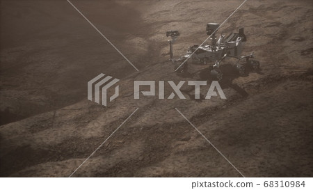 Curiosity Mars Rover exploring the surface of red Curiosity Mars Rover exploring the surface of red 68310984
