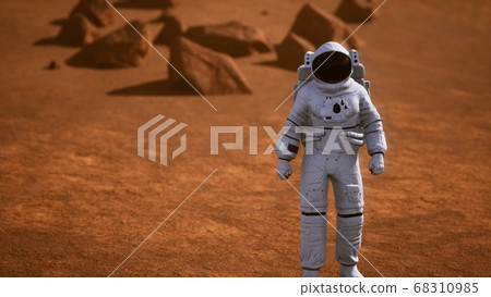 Astronaut on Mars Surface. Red Planet Covered in 68310985