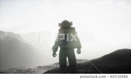 astronaut on another planet with dust and fog astronaut on another planet with dust and fog 68310986