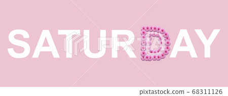 Word "SATURDAY" made of flowers on a pink  68311126