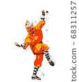 Young woman preforming martial arts, vector 68311257