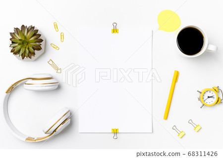 Workspace mockup with blank paper and stationary Workspace mockup with blank paper and stationary 68311426