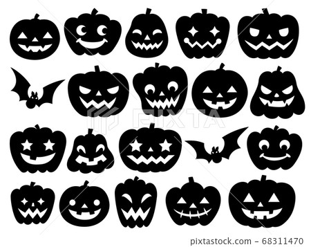 Various Halloween pumpkin and bat silhouette set 68311470