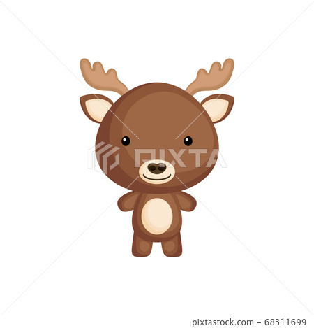 Cute Funny Baby Moose Isolated On White Stock Illustration