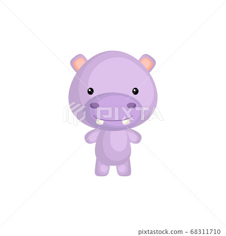 Cute funny baby hippo isolated on white... - Stock Illustration [68311710]  - PIXTA