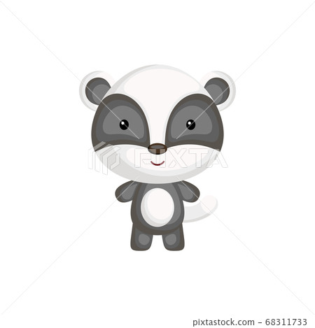 Cute funny baby badger isolated on white... - Stock Illustration [68311733]  - PIXTA
