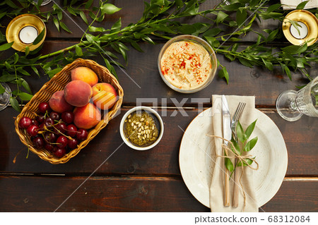 Summer Dinner Table Top View Summer Dinner Table Top View 68312084