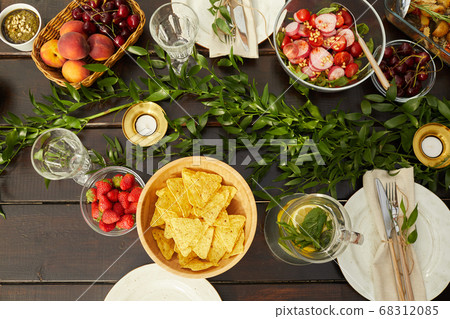 Summer Dinner Table Above View 68312085