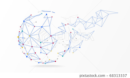 Polygonal futuristic globe data network elements 68313337