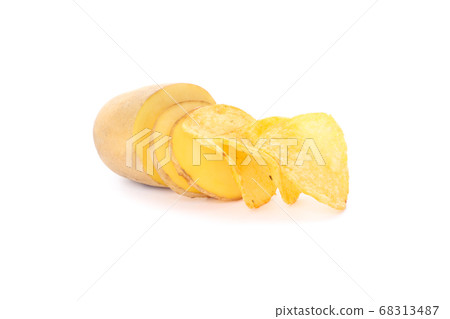 Potato chips, potato isolated on white background, Potato chips, potato isolated on white background, 68313487