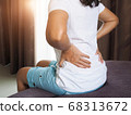 Asian women, back pain and lumbar muscle pain. 68313672